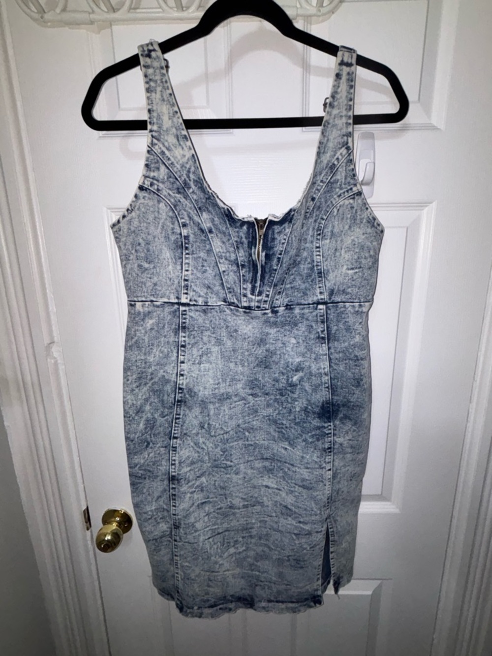 Hello Molly Acid Wash Denim Mini Dress - Light Blue